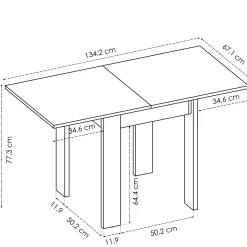 Tavolo allungabile Alamaro, 79/134x67h79 cm,<Dmora Cheap