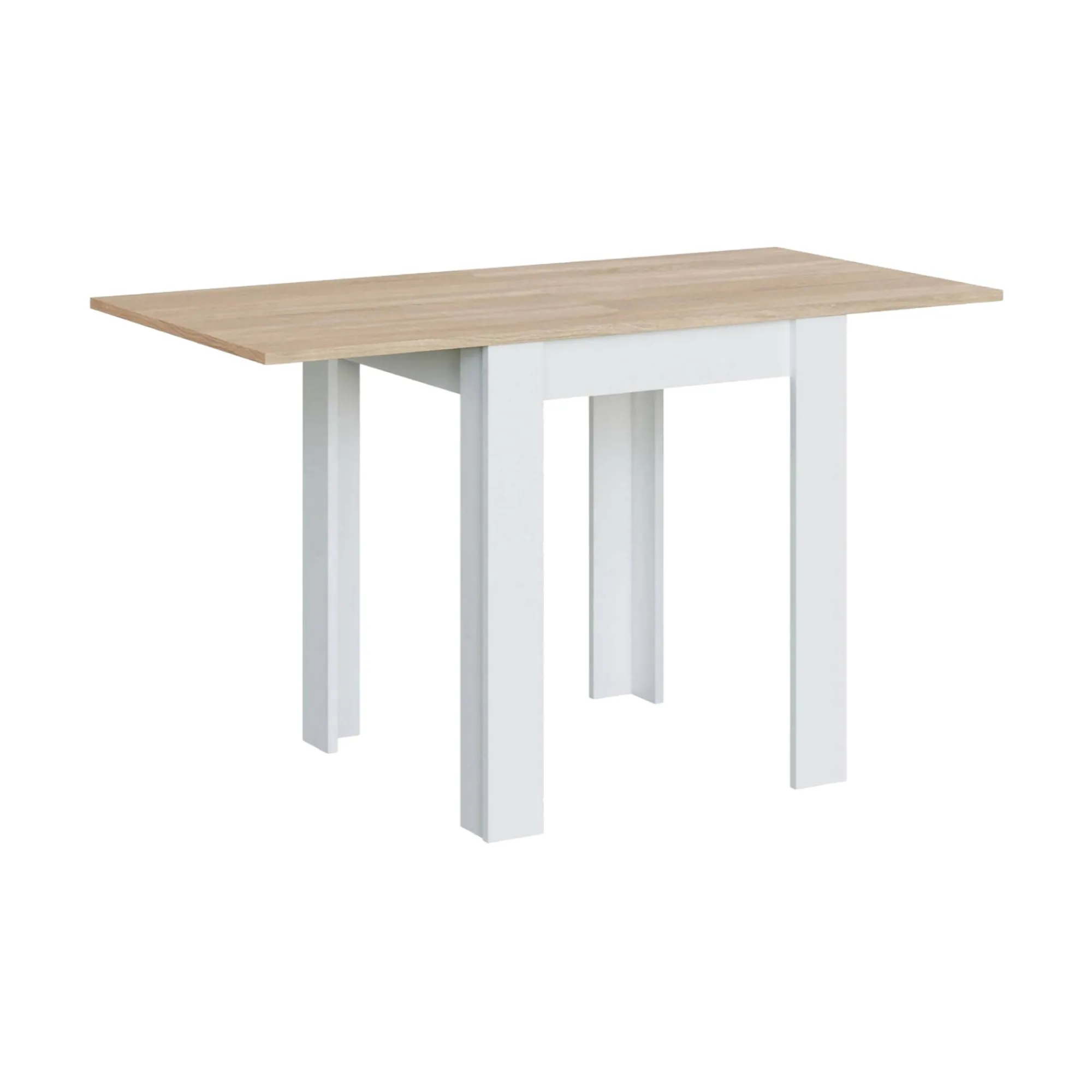 Tavolo allungabile Aratro, 67x67/135h79 cm, Bianco e Rovere<Dmora Clearance
