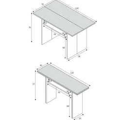 Tavolo allungabile Arila, 120x35h77 cm, Bianco e Cemento<Dmora Hot