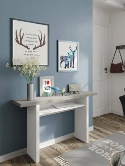 Tavolo allungabile Arila, 120x35h77 cm, Bianco e Cemento<Dmora Hot