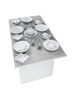 Tavolo allungabile Arila, 120x35h77 cm, Bianco e Cemento<Dmora Hot