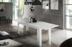 Tavolo allungabile Ddariv, cm 160/210x90h75, Bianco lucido Larice<Dmora Clearance