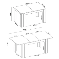 Tavolo allungabile Dencio, 140/190x90h77 cm,<Dmora New