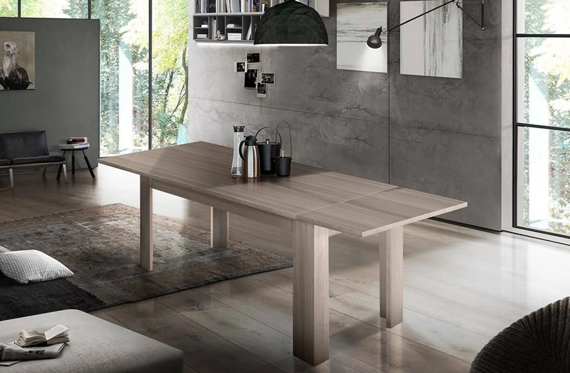 Tavolo allungabile Dkayod, cm 120/170x90h75, Olmo perla<Dmora Discount