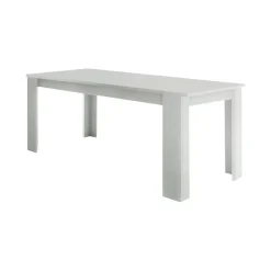 Tavolo allungabile Dkayod, cm 120/170x90h75, Bianco lucido Larice<Dmora Cheap