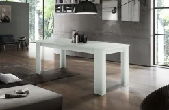 Tavolo allungabile Dkayod, cm 120/170x90h75, Bianco lucido Larice<Dmora Cheap
