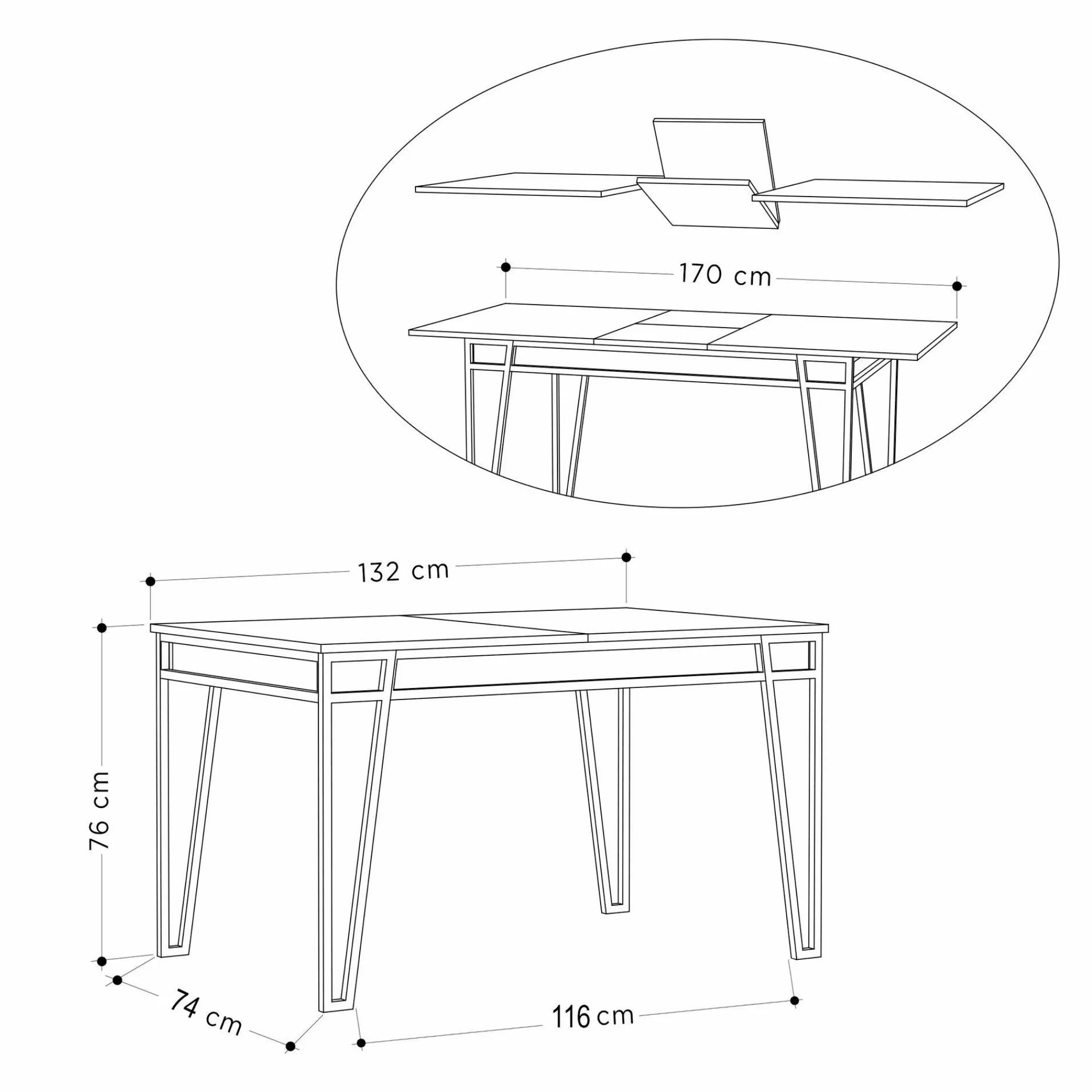 Tavolo allungabile Dpietruzz, 170x80 h76 cm,<Dmora Hot
