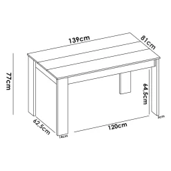 Tavolo fisso Alois, 139x81h77 cm,<Dmora Hot