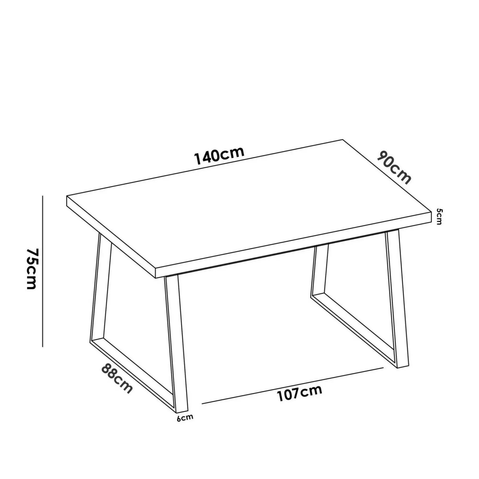 Tavolo fisso Amitrax, 140x90h75 cm,<Dmora Store