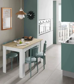 Tavolo fisso Anat, 109x67x78 cm, Bianco e Rovere<Dmora Cheap