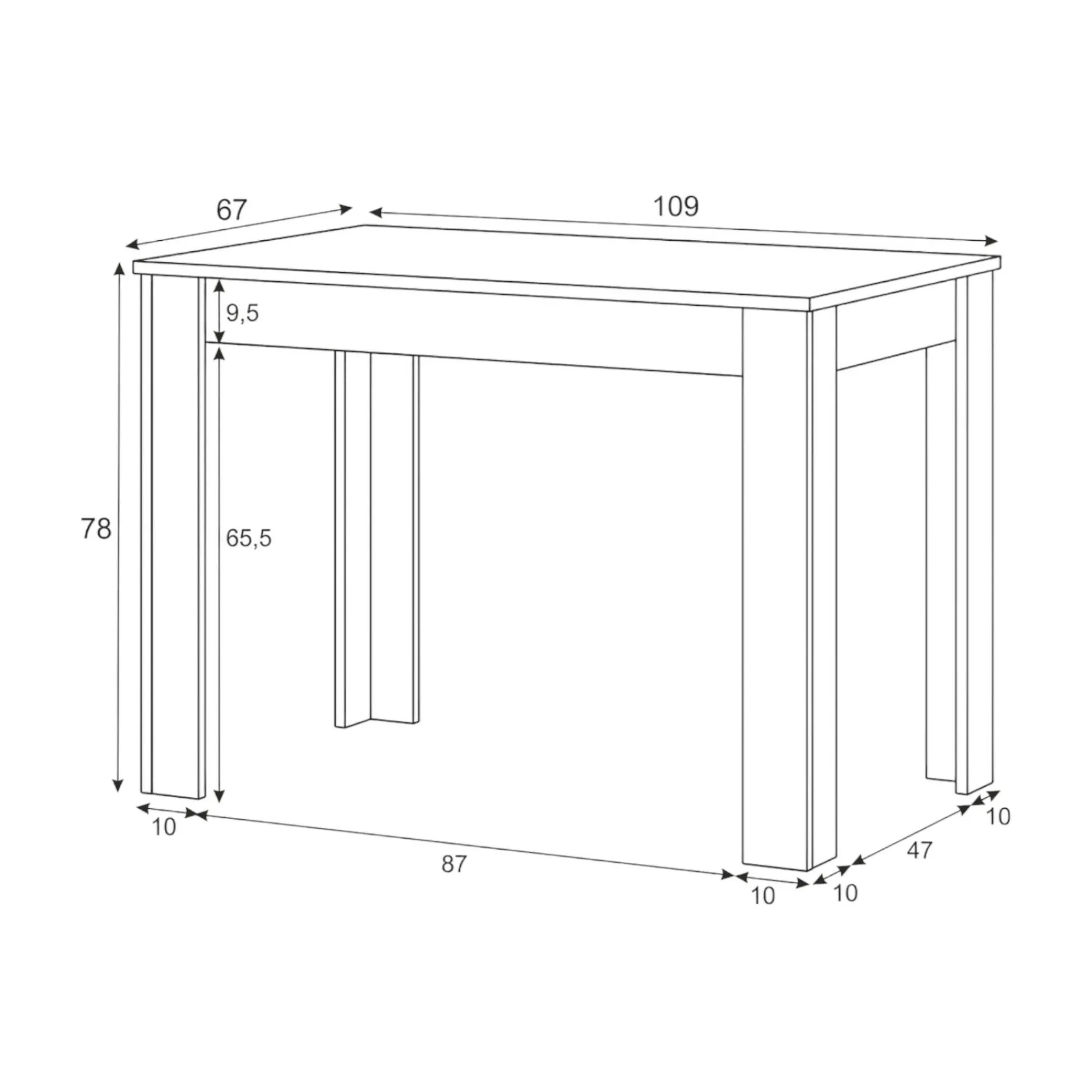 Tavolo fisso Anat, 109x67x78 cm, Bianco e Rovere<Dmora Cheap