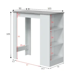 Tavolo fisso Andreoli, 103x50h105 cm, Bianco e Cemento<Dmora New