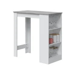 Tavolo fisso Andreoli, 103x50h105 cm, Bianco e Cemento<Dmora New