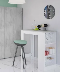 Tavolo fisso Andreoli, 103x50h105 cm, Bianco e Cemento<Dmora New