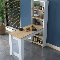 Tavolo fisso Areneio, 120x54h154 cm, Noce e Bianco<Dmora Clearance