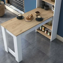 Tavolo fisso Areneio, 120x54h154 cm, Noce e Bianco<Dmora Clearance