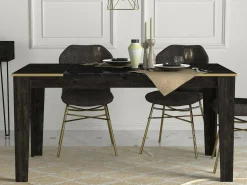 Tavolo fisso Asciano, 145x85h76 cm, Nero e Oro<Dmora Online