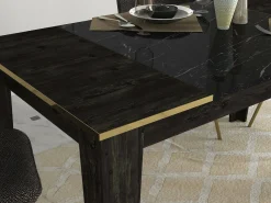 Tavolo fisso Asciano, 145x85h76 cm, Nero e Oro<Dmora Online