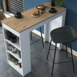 Tavolo fisso Assan, 120x50h100 cm, Noce e Bianco<Dmora Best Sale