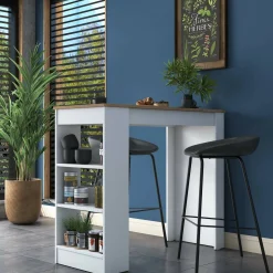 Tavolo fisso Assan, 120x50h100 cm, Noce e Bianco<Dmora Best Sale