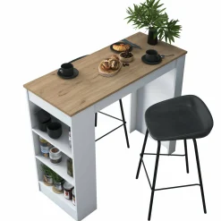 Tavolo fisso Assan, 120x50h100 cm, Noce e Bianco<Dmora Best Sale