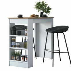 Tavolo fisso Assan, 120x50h100 cm, Noce e Bianco<Dmora Best Sale