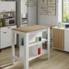 Tavolo fisso Barzano, 103x67 h105 cm, Bianco e Rovere<Dmora Discount