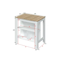 Tavolo fisso Barzano, 103x67 h105 cm, Bianco e Rovere<Dmora Discount