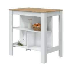 Tavolo fisso Barzano, 103x67 h105 cm, Bianco e Rovere<Dmora Discount