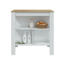 Tavolo fisso Barzano, 103x67 h105 cm, Bianco e Rovere<Dmora Discount