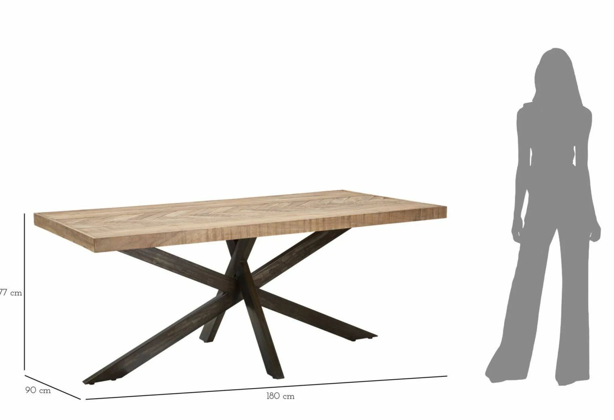 Tavolo fisso Deller, 180x90 h77 cm, Marrone e Nero<Dmora Sale