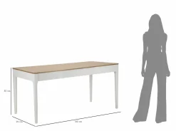 Tavolo fisso Dindga, 180x60 h80 cm, Bianco e Marrone<Dmora Clearance