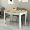 Tavolo fisso Dpanzanat, 110x72 h75 cm, Bianco e Quercia<Dmora Cheap