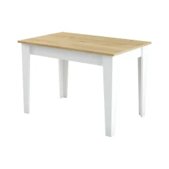 Tavolo fisso Dpanzanat, 110x72 h75 cm, Bianco e Quercia<Dmora Cheap
