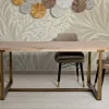 Tavolo fisso Kazimir, Oro e Marrone, 180x90 h78 cm<Dmora New