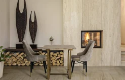 Tavolo fisso Kazimir, Oro e Marrone, 80x80 h76 cm<Dmora Sale
