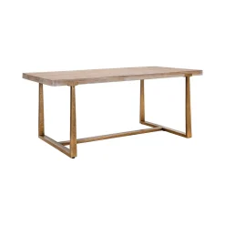 Tavolo fisso Kazimir, Oro e Marrone, 180x90 h78 cm<Dmora New