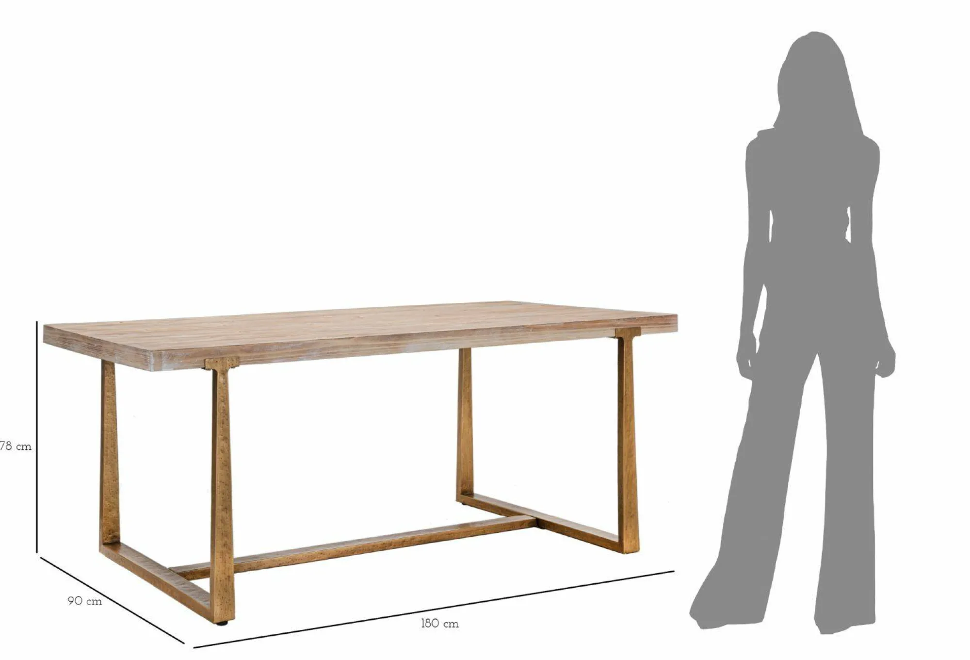 Tavolo fisso Kazimir, Oro e Marrone, 180x90 h78 cm<Dmora New