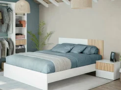 Testiera letto Armony, 266x34h89 cm, Bianco e Rovere<Dmora Hot