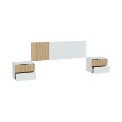 Testiera letto Armony, 266x34h89 cm, Bianco e Rovere<Dmora Hot
