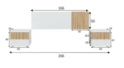 Testiera letto Armony, 266x34h89 cm, Bianco e Rovere<Dmora Hot