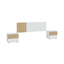 Testiera letto Armony, 266x34h89 cm, Bianco e Rovere<Dmora Hot