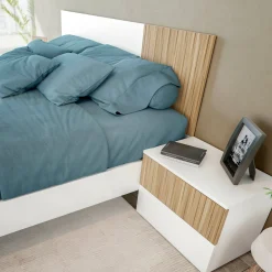 Testiera letto Armony, 266x34h89 cm, Bianco e Rovere<Dmora Hot