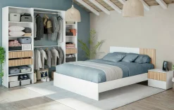 Testiera letto Armony, 266x34h89 cm, Bianco e Rovere<Dmora Hot