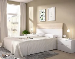 Testiera letto Dcelja, 161x4h100 cm, Bianco e Rovere<Dmora Sale