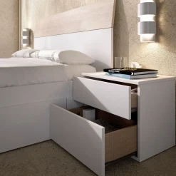 Testiera letto Dcelja, 161x4h100 cm, Bianco e Rovere<Dmora Sale