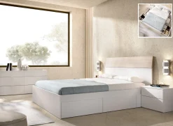 Testiera letto Dcelja, 161x4h100 cm, Bianco e Rovere<Dmora Sale