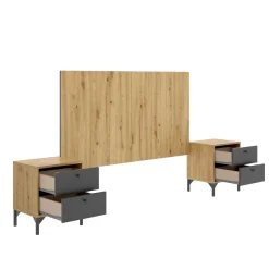 Testiera letto Dlinar, 244x37h127 cm, Rovere e Antracite<Dmora Flash Sale