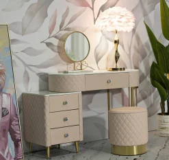 Toeletta Guidobono, 120x40 h75 cm, Rosa e Oro<Dmora Outlet