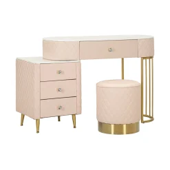 Toeletta Guidobono, 120x40 h75 cm, Rosa e Oro<Dmora Outlet